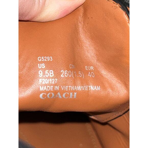 Coach Biker Combat Goth Mid Black Leather Calf Round Toe Lace up Combat Boots - Picture 8 of 12